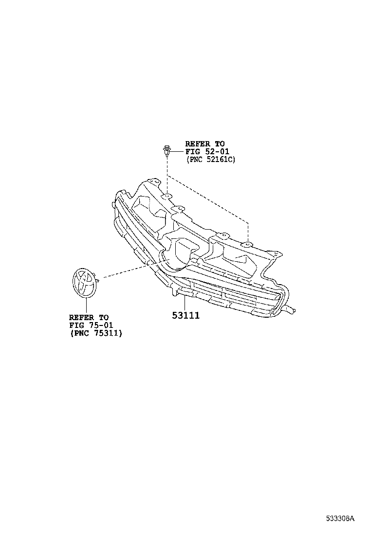 53101-52280 GRILLE, RADIATOR product image