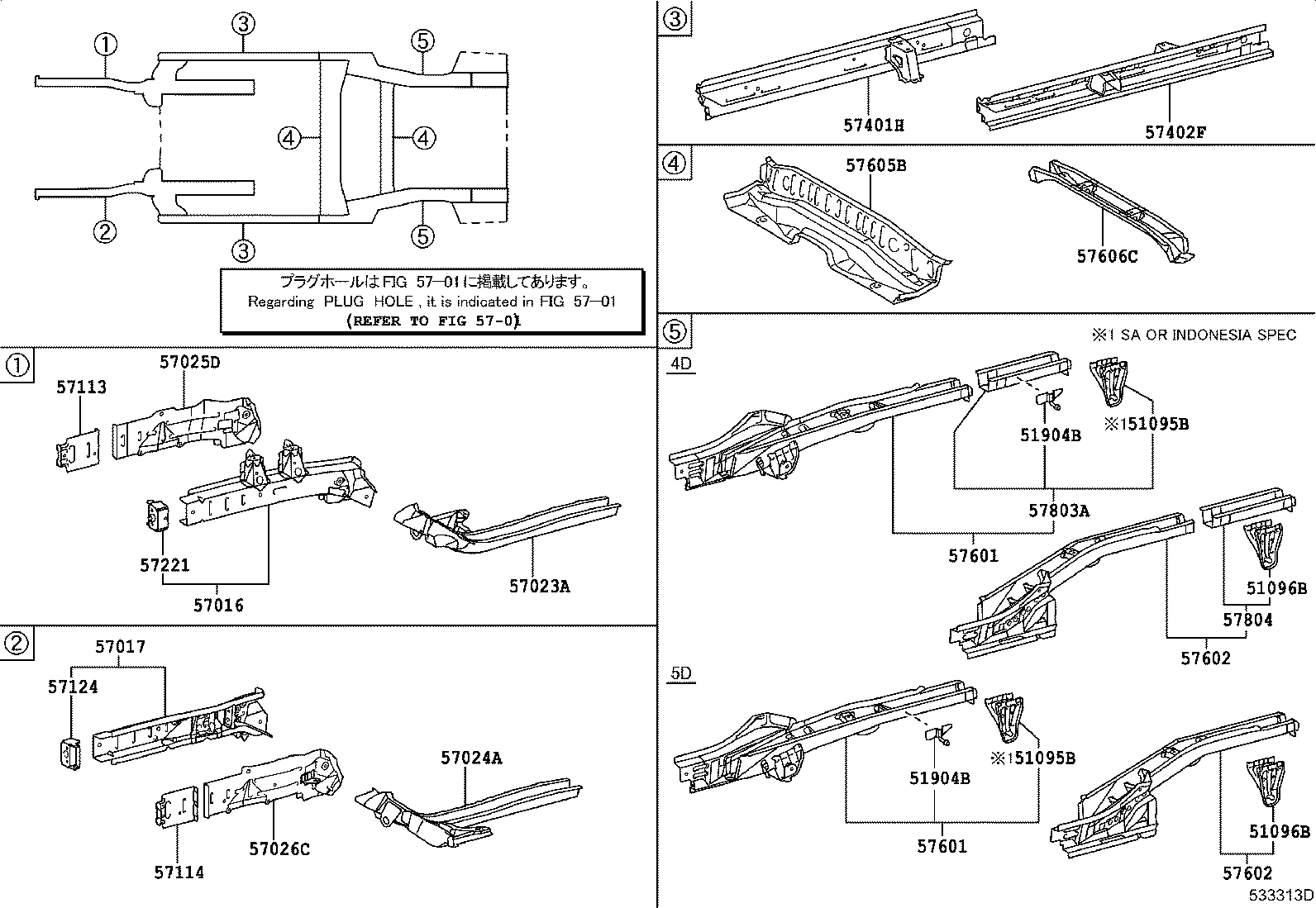 57025-0D040 MEMBER SUB-ASSY, FRONT SIDE, OUTER RH product image