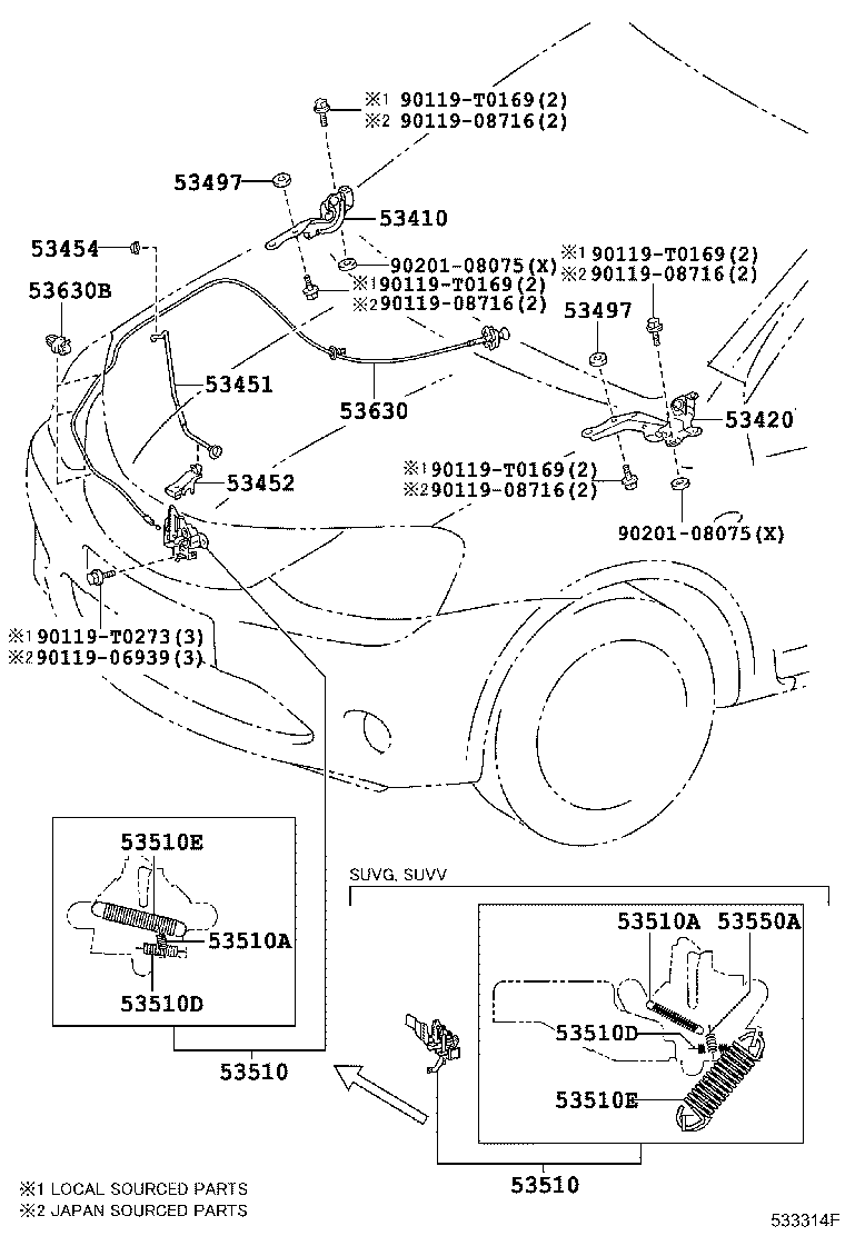 53440-0D080 ROD, HOOD SUPPORT product image
