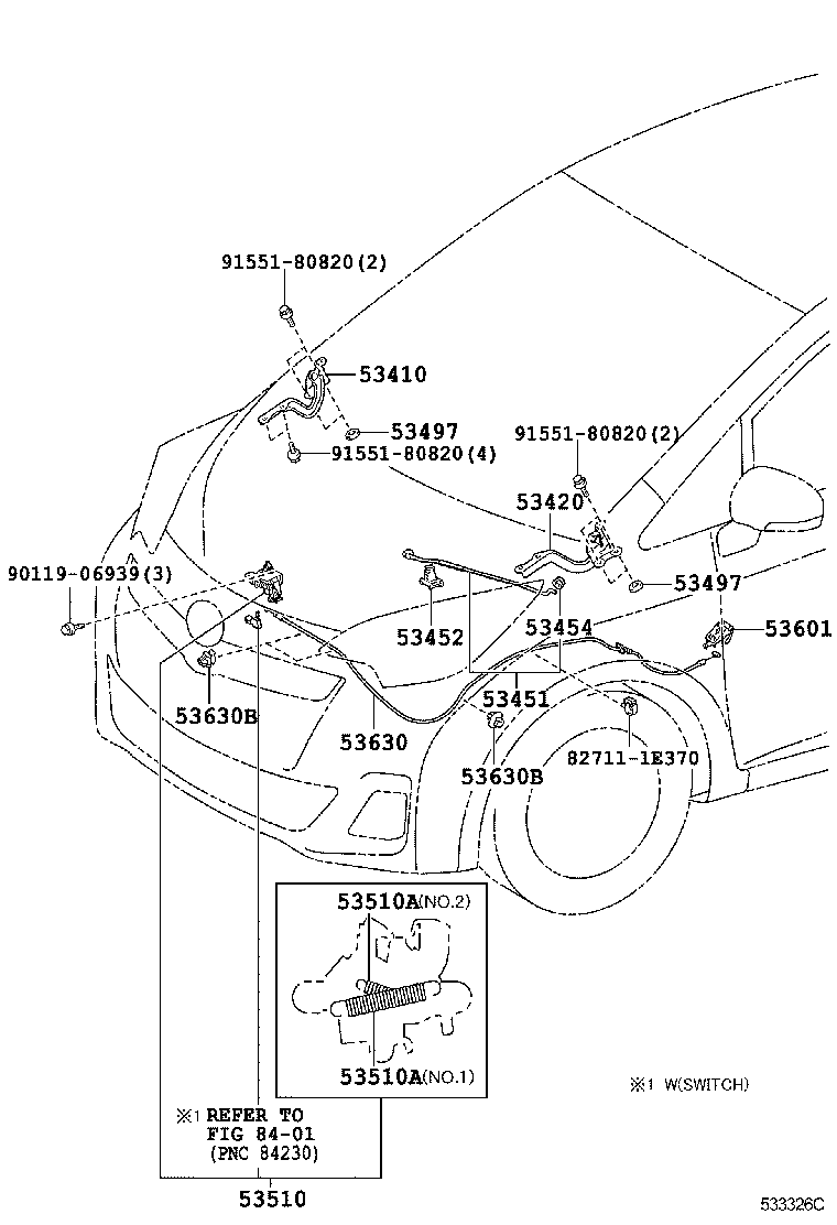53440-52202 ROD, HOOD SUPPORT product image