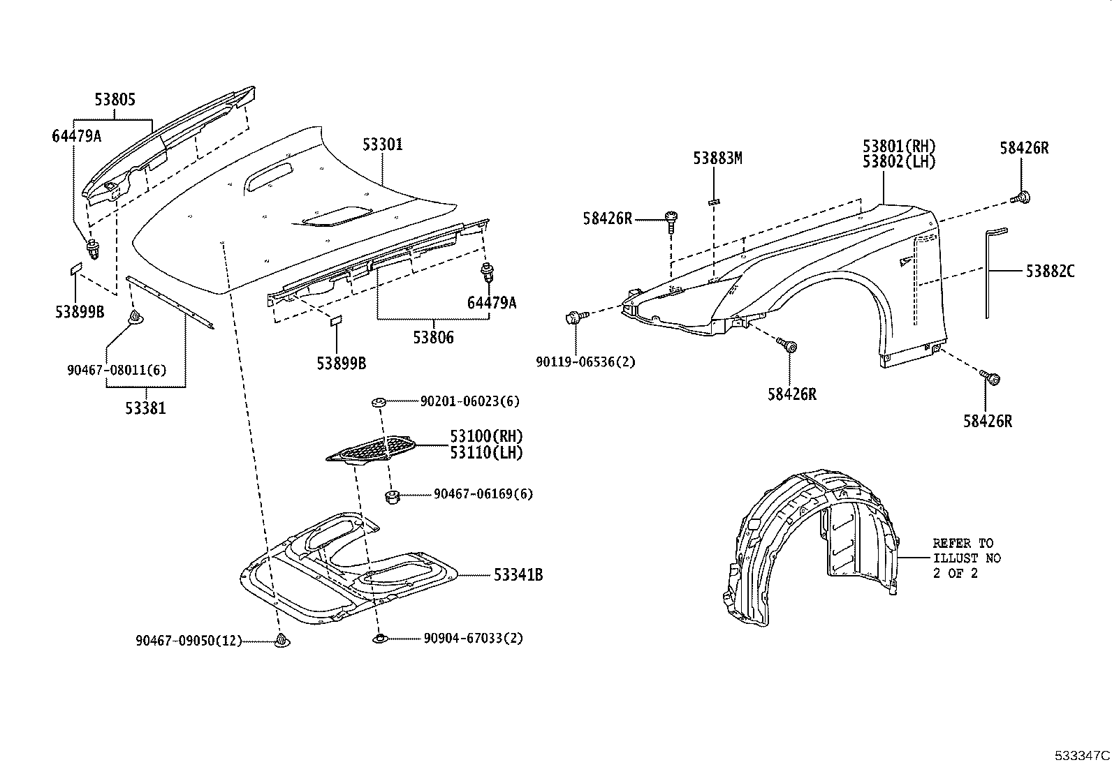 53341-77010 INSULATOR, HOOD product image