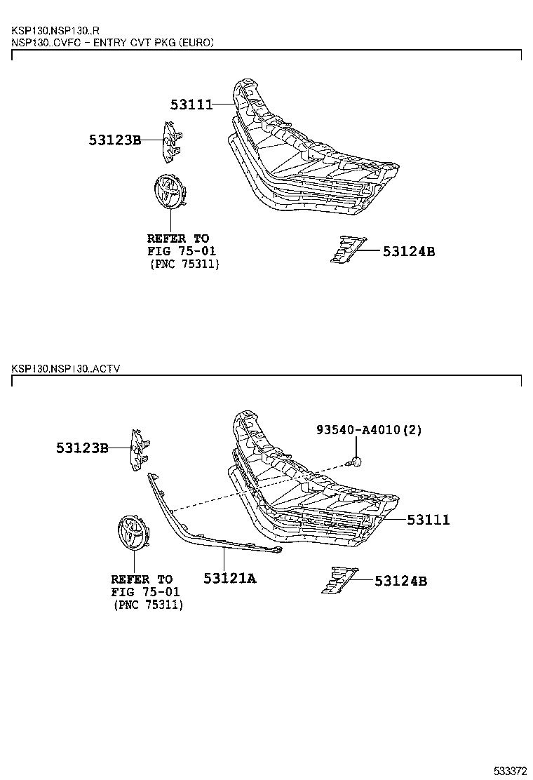 53124-52030 MOULDING, RADIATOR GRILLE SIDE, LH product image