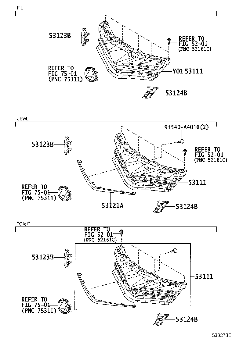 53111-52650 GRILLE, RADIATOR product image