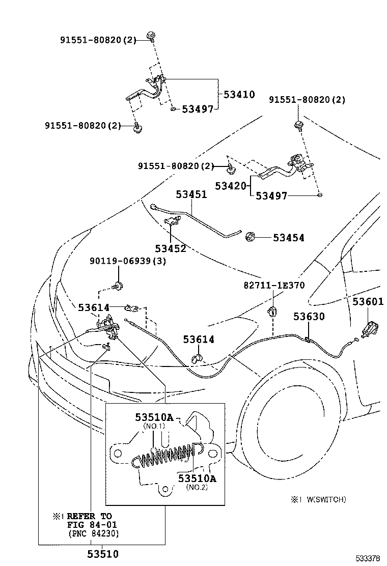 90506-10046 SPRING, TENSION(FOR HOOD LOCK) product image