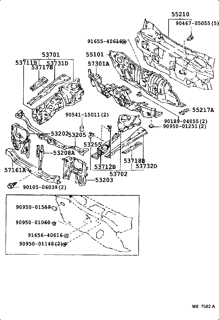 53208-02020 SUPPORT SUB-ASSY, HOOD LOCK product image