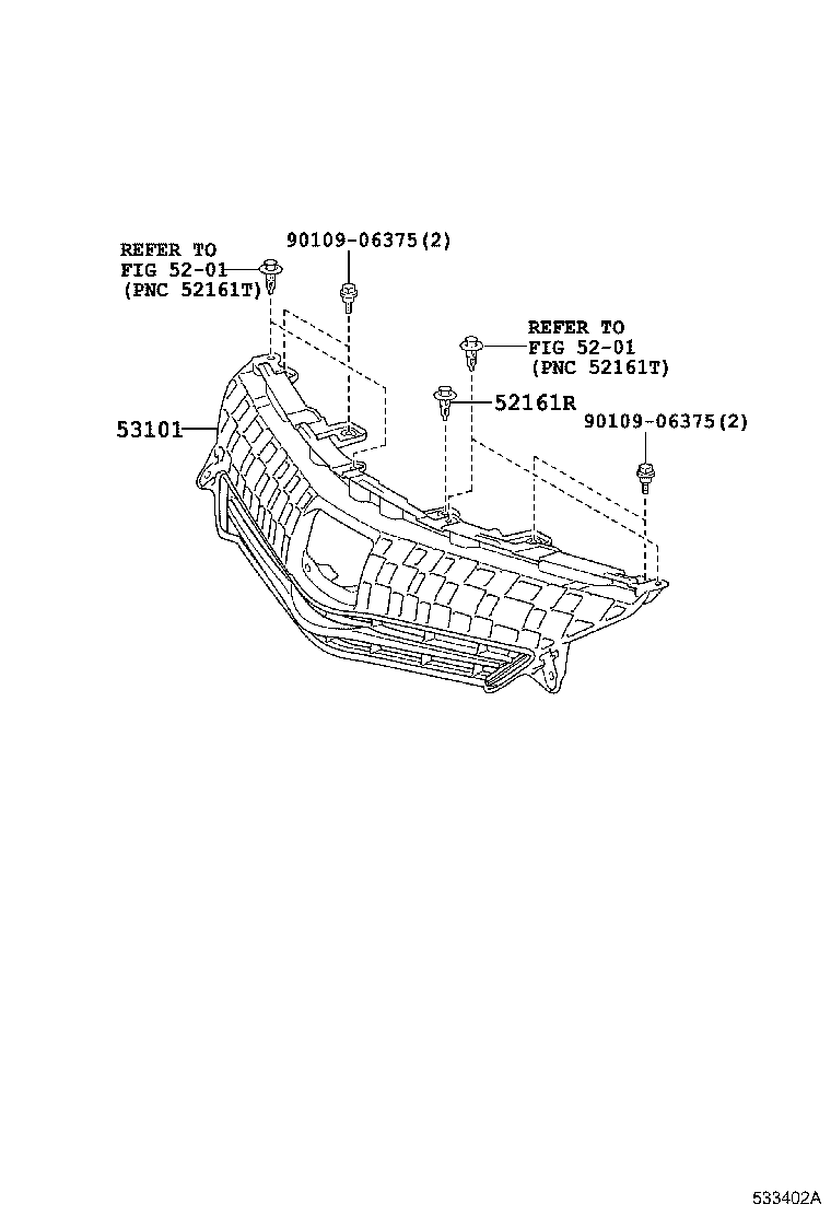 Toyota 53101-47010 GRILLE SUB-ASSY, RADIATOR