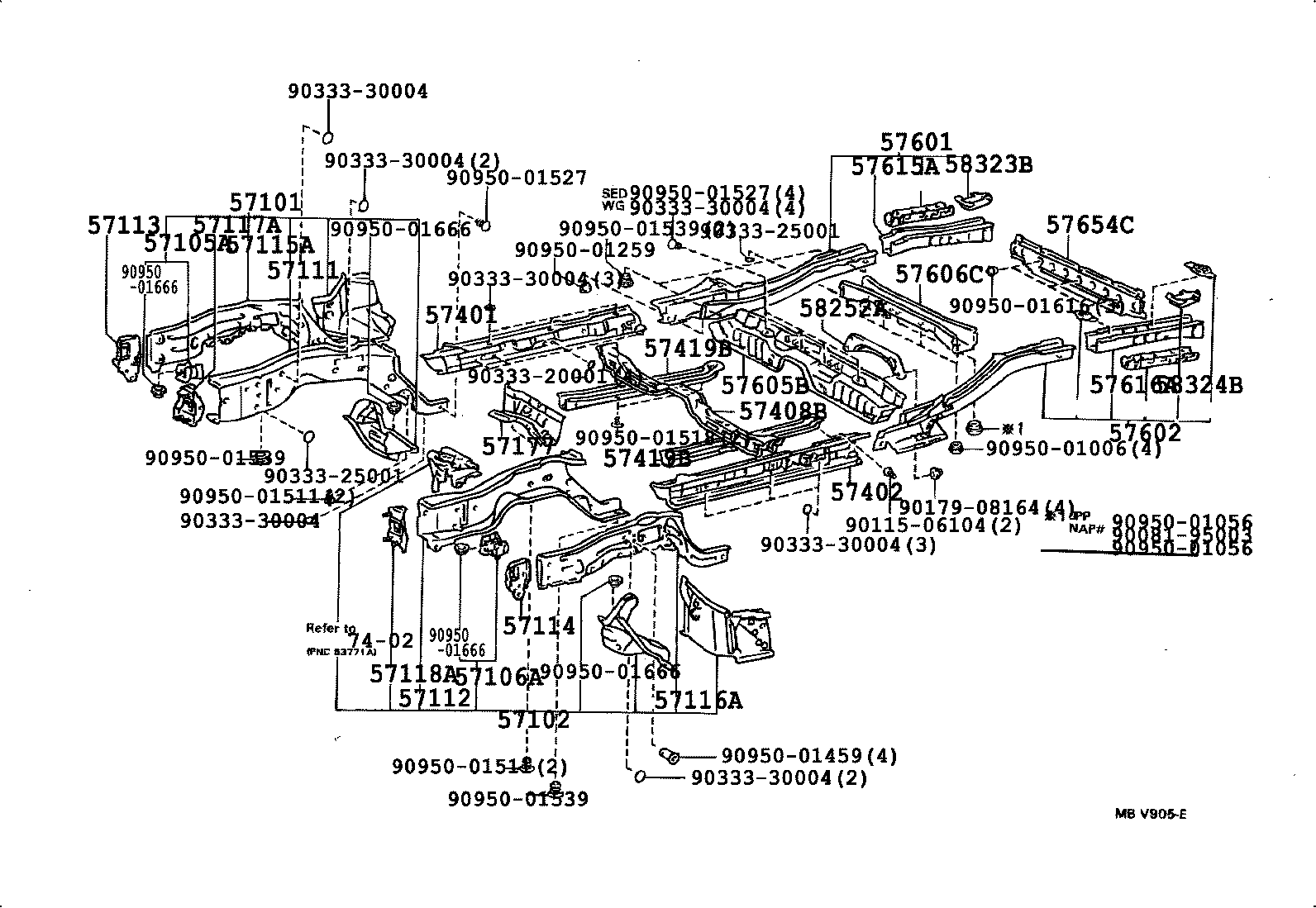 57654-33010 MEMBER, REAR FLOOR CROSS, NO.3 product image