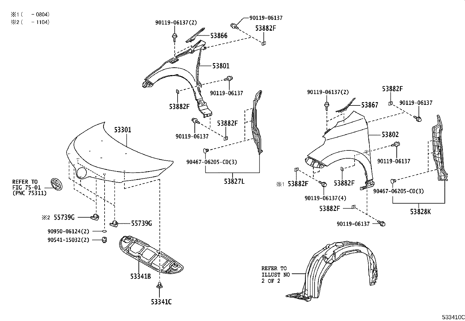 53801-52090 FENDER SUB-ASSY, FRONT RH product image