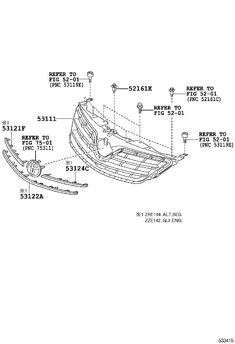 53100-02340 GRILLE, RADIATOR product image