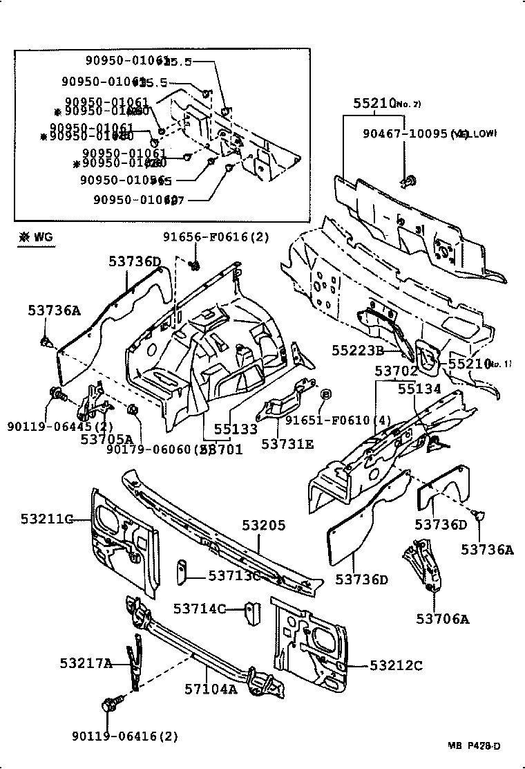 53701-04100 APRON SUB-ASSY, FRONT FENDER, RH product image
