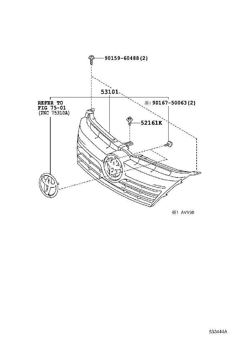 53111-06830 GRILLE, RADIATOR product image
