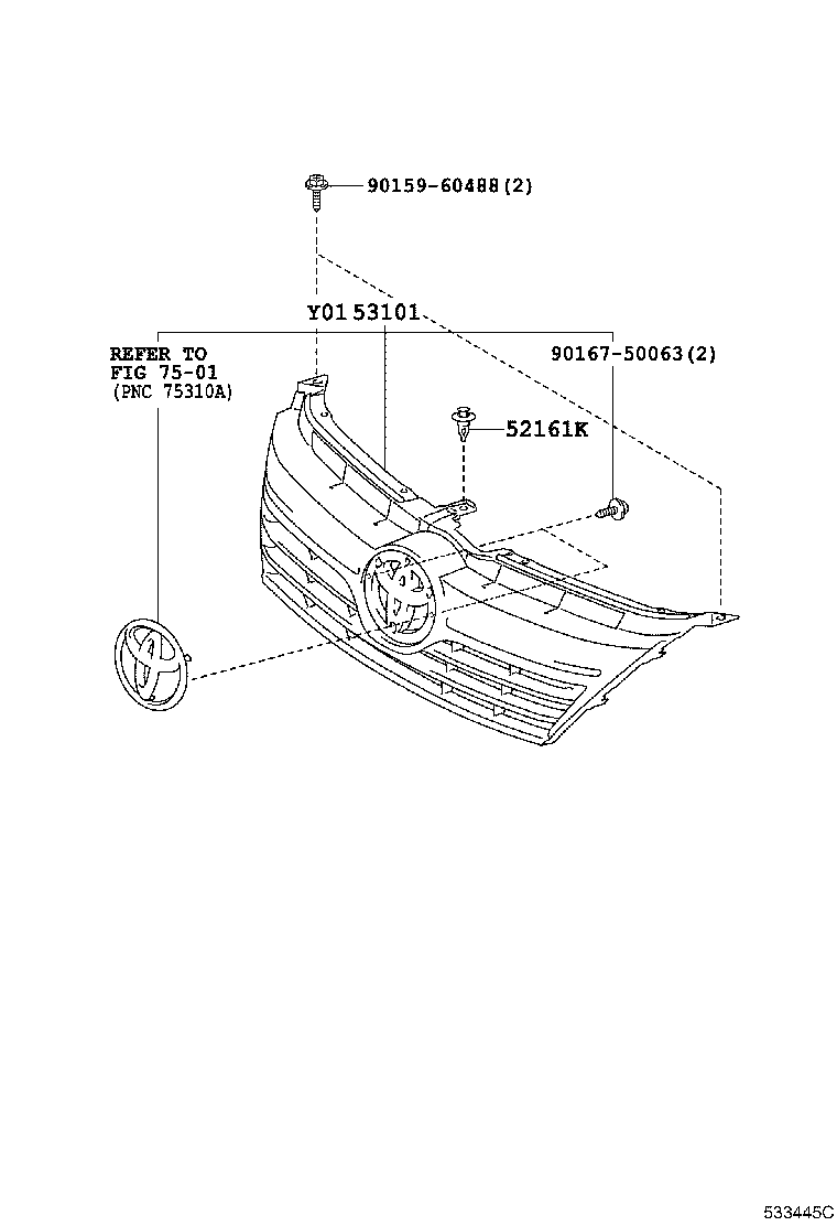 53101-33903 GRILLE SUB-ASSY, RADIATOR product image