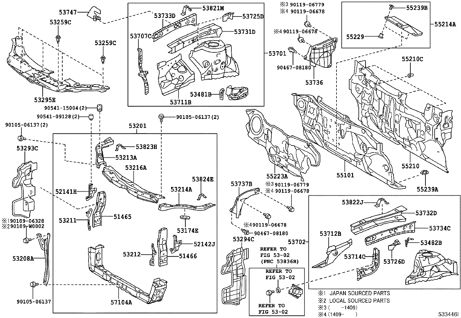 53701-33170 APRON SUB-ASSY, FRONT FENDER, RH product image