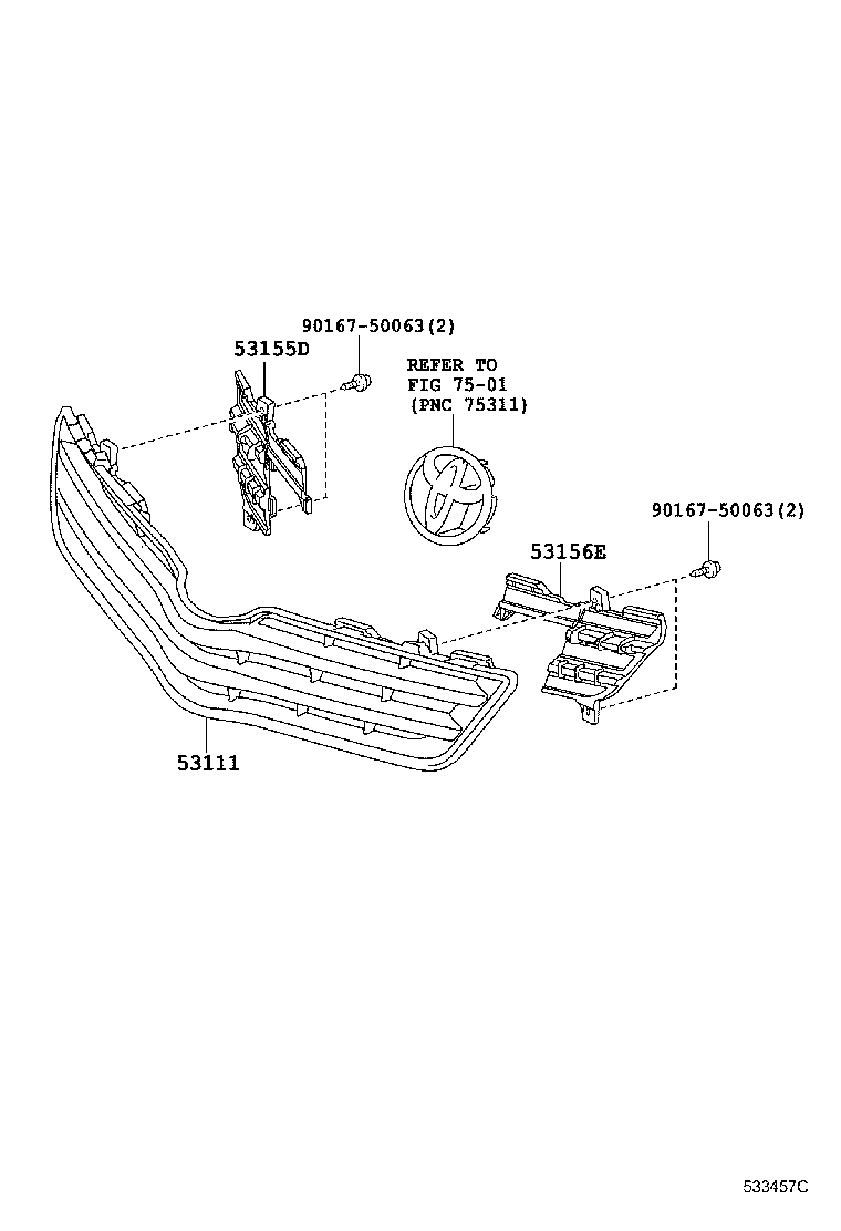 53155-0F020 SEAL, RADIATOR GRILLE, NO.1 product image
