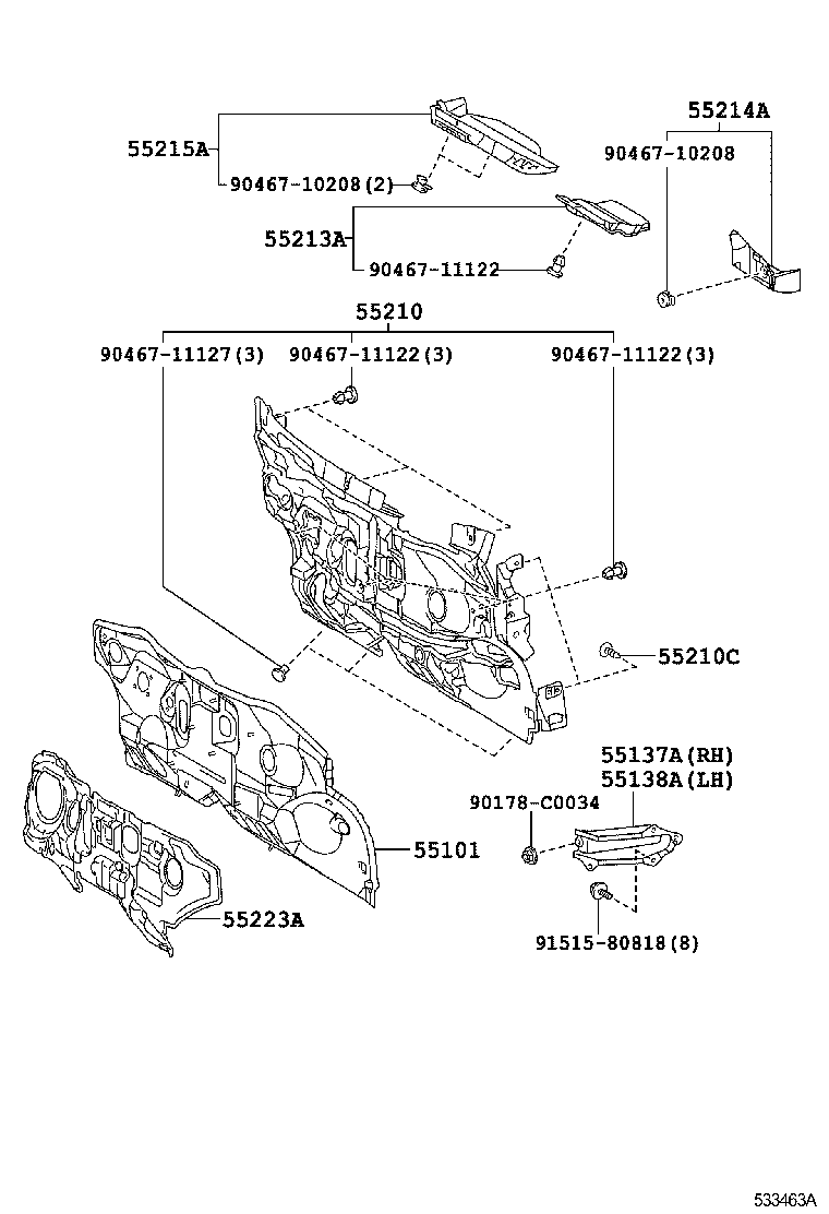 53701-0F040 APRON SUB-ASSY, FRONT FENDER, RH product image