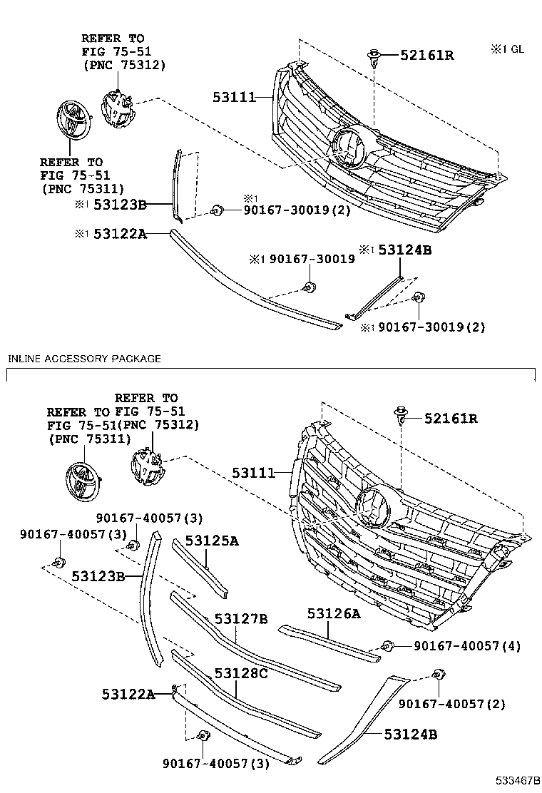 53111-0K560 GRILLE, RADIATOR product image