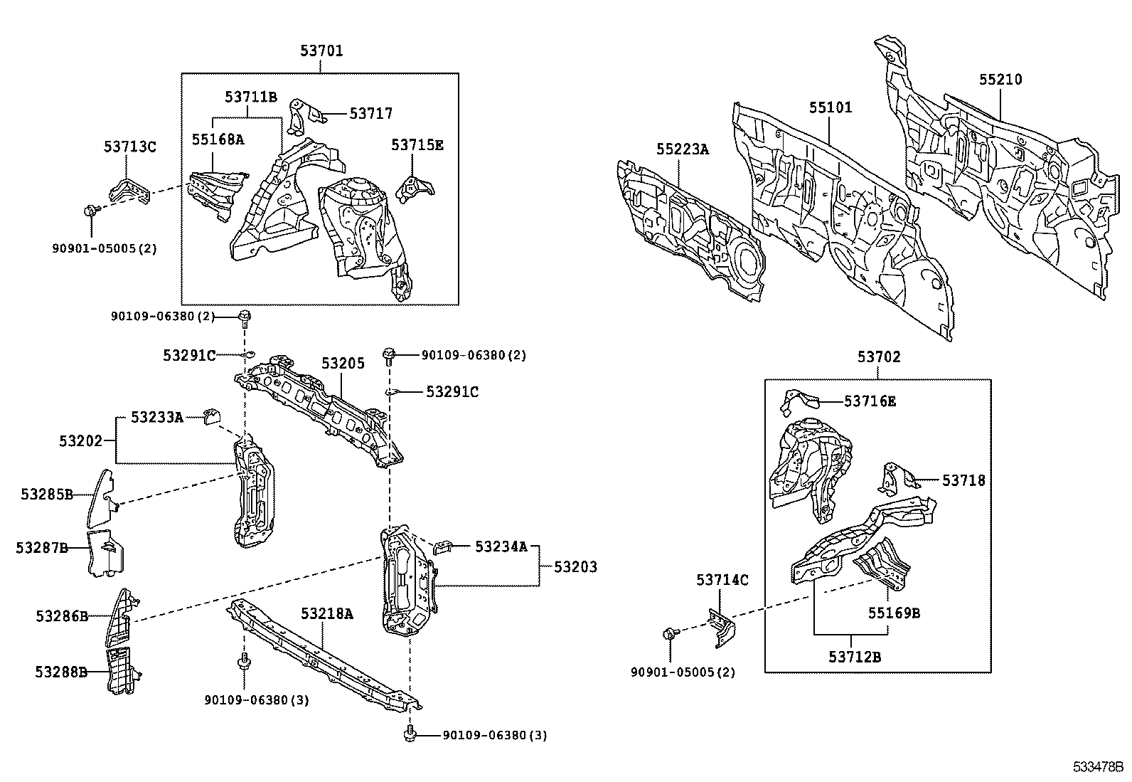 53701-52150 APRON SUB-ASSY, FRONT FENDER, RH product image