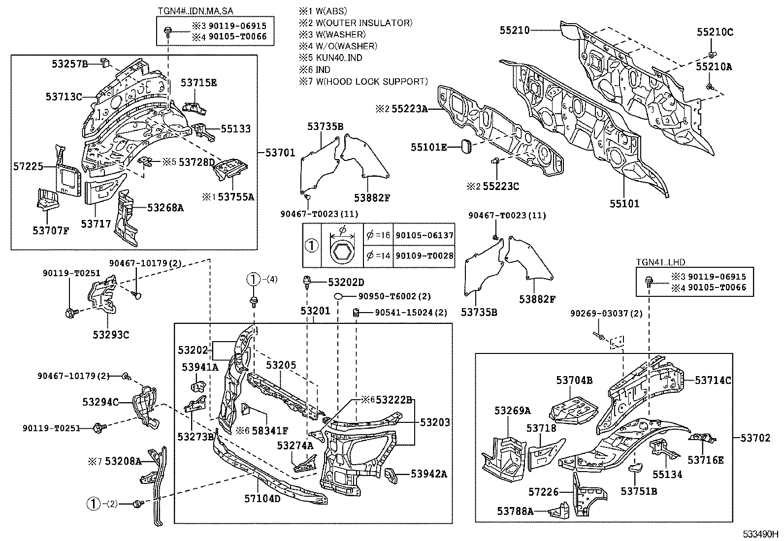 53702-0K051 APRON SUB-ASSY, FRONT FENDER, LH product image