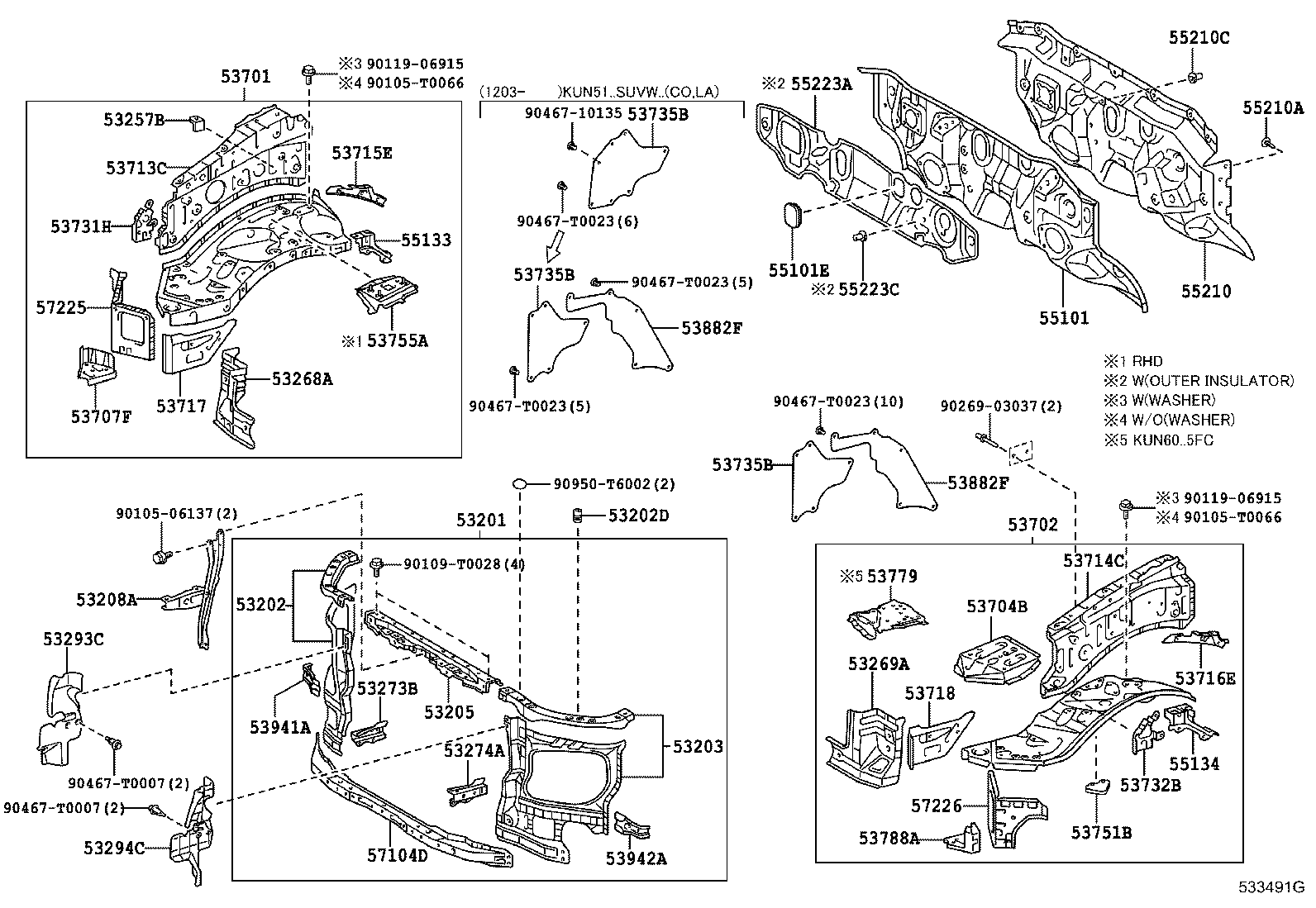 53702-0K011 APRON SUB-ASSY, FRONT FENDER, LH product image