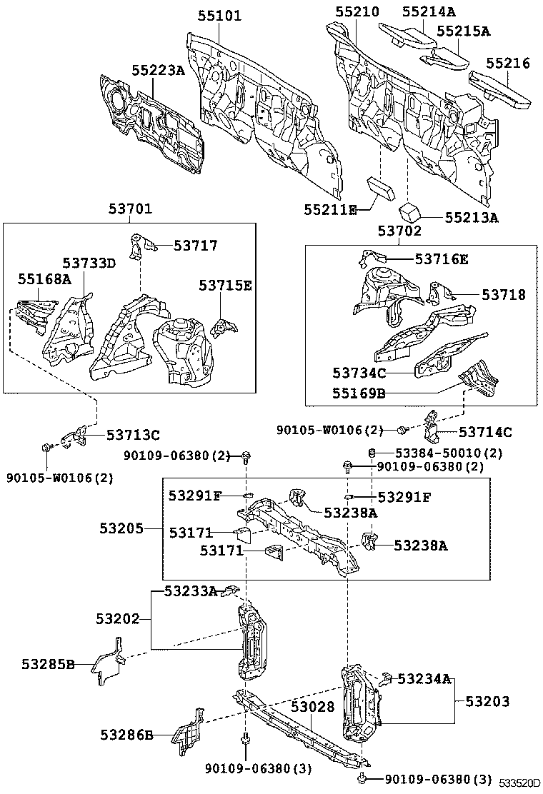 53702-0D120 APRON SUB-ASSY, FRONT FENDER, LH product image