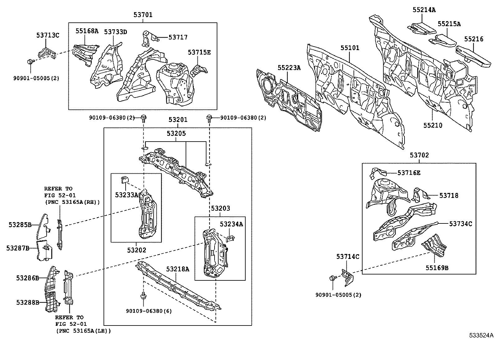 Toyota 53201-52210 SUPPORT SUB-ASSY, RADIATOR