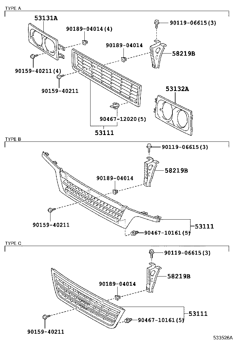 53111-36010 GRILLE, RADIATOR product image