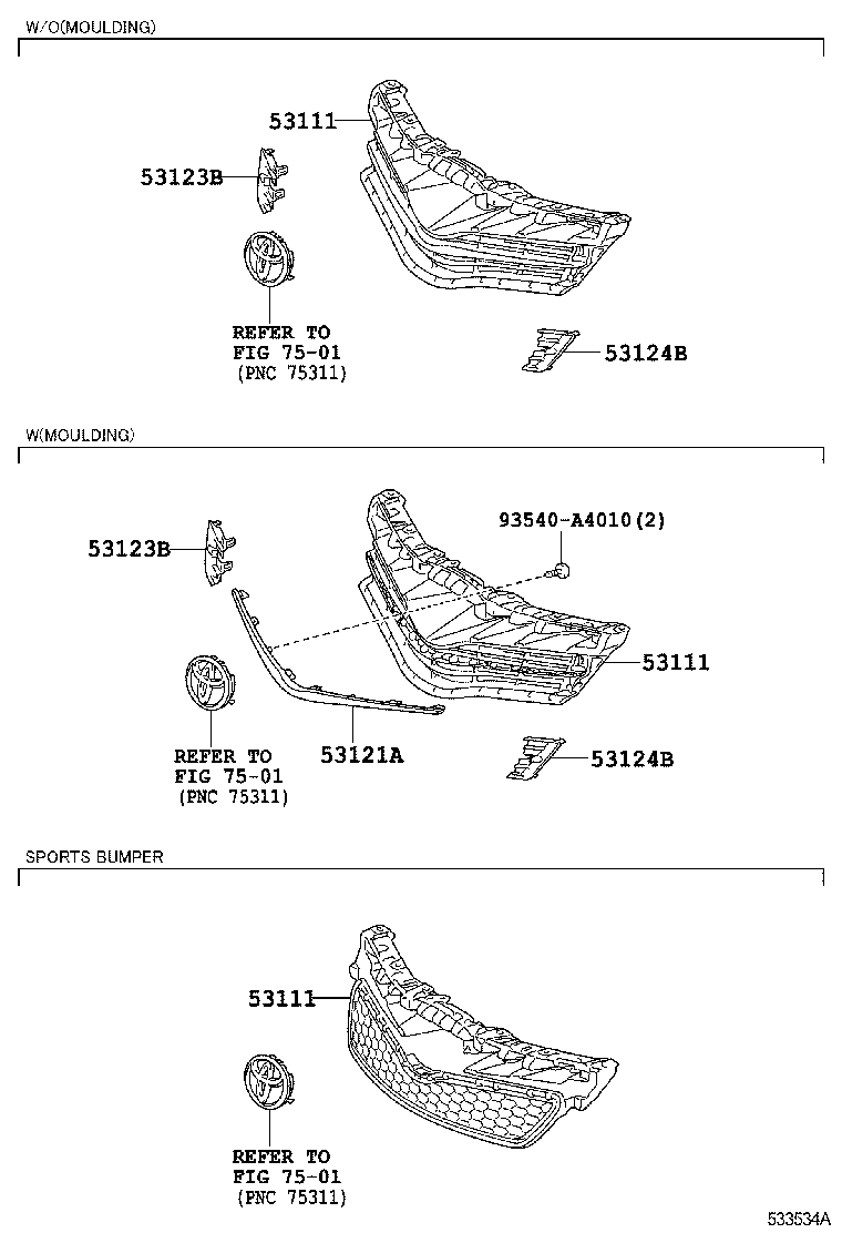 53111-52640 GRILLE, RADIATOR product image