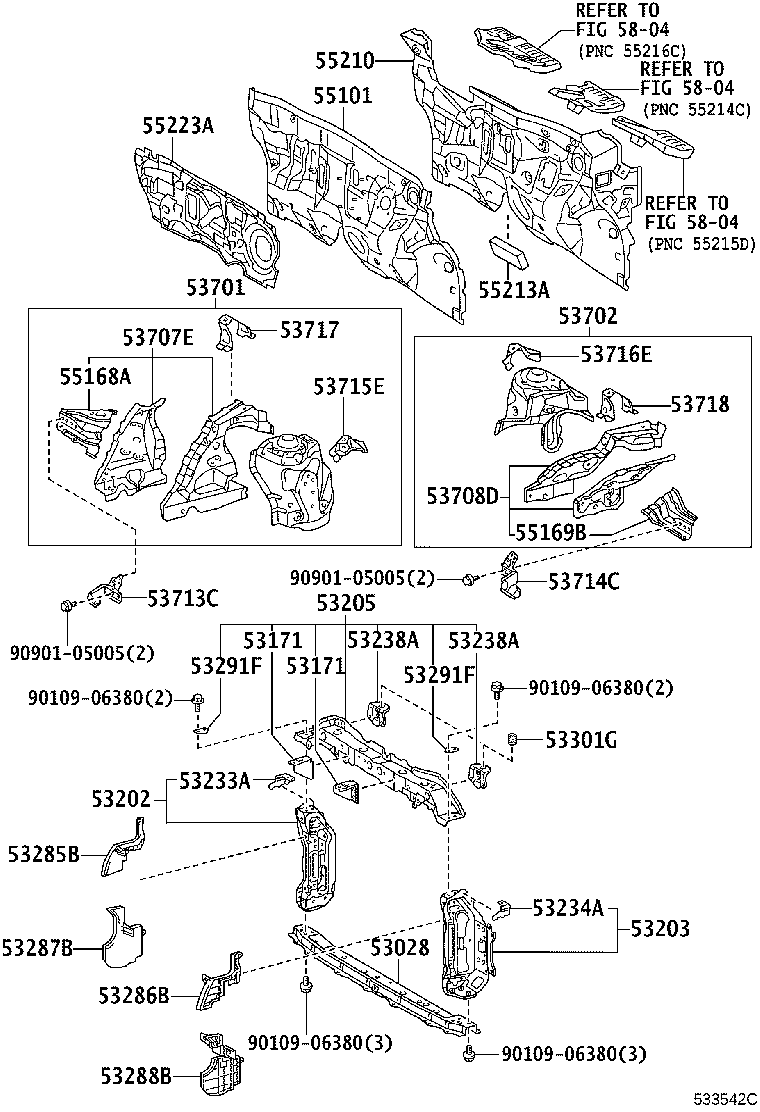 Toyota 53702-52190 APRON SUB-ASSY, FRONT FENDER, LH