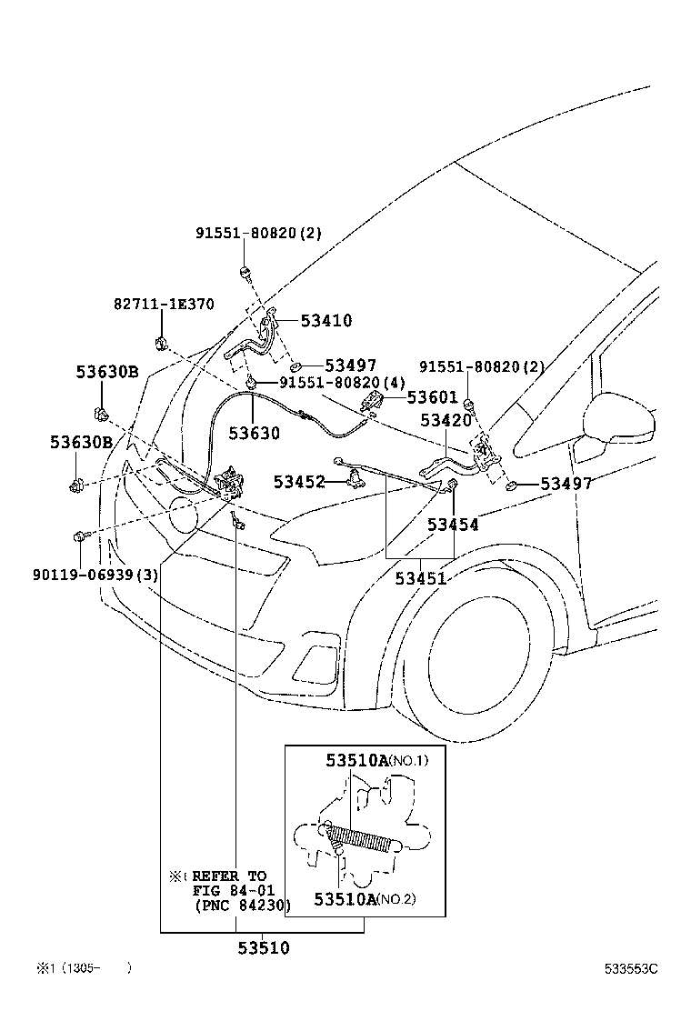 53440-52210 ROD, HOOD SUPPORT product image