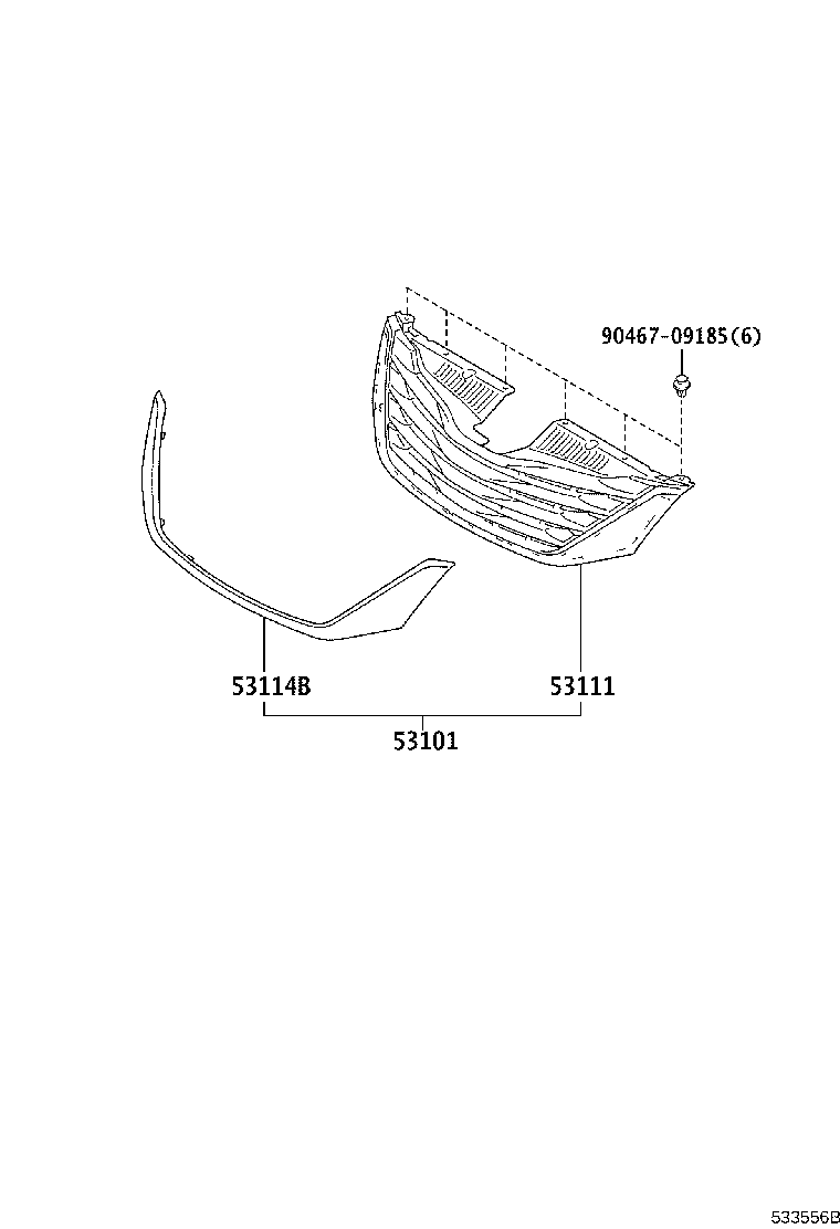 53111-08040 GRILLE, RADIATOR product image
