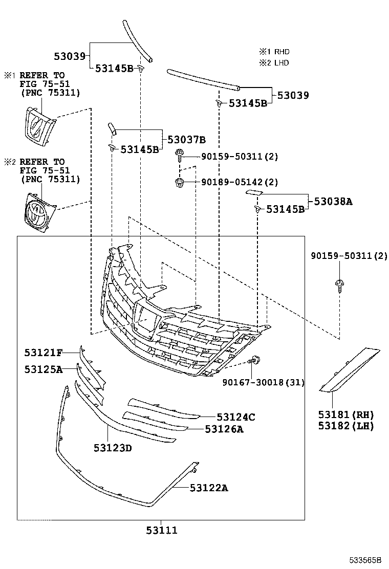 53101-58140 GRILLE, RADIATOR product image