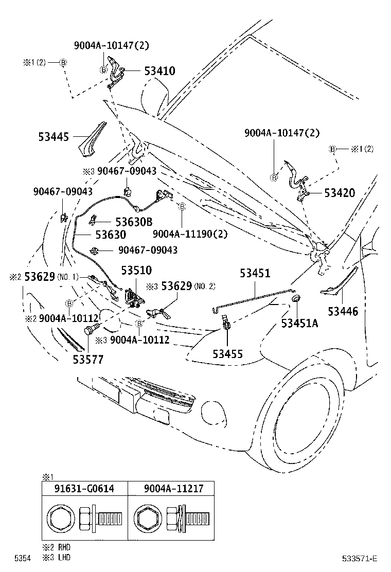 Toyota 90044-64879 CLAMP(FOR HOOD LOCK CONTROL CABLE)