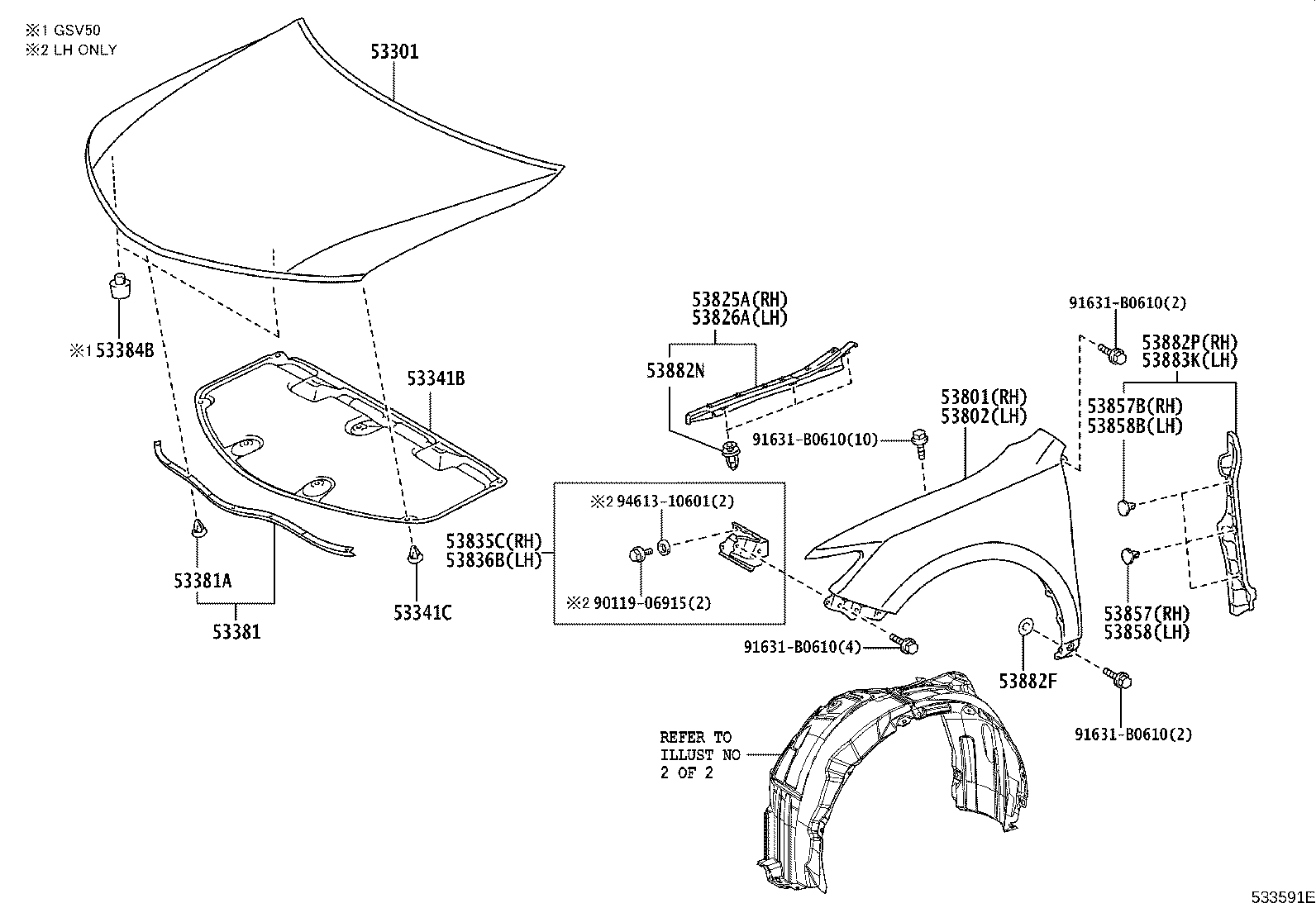 53812-06160 FENDER SUB-ASSY, FRONT LH product image