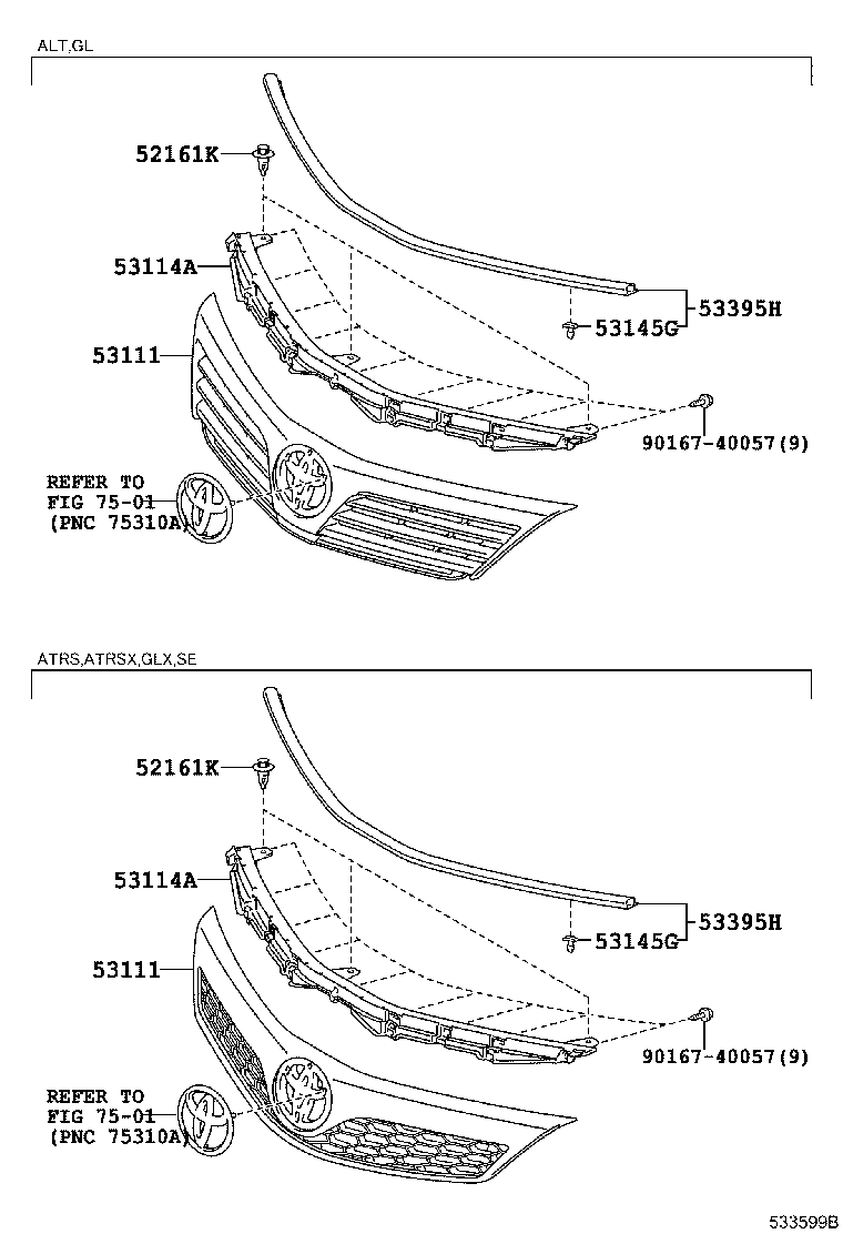 53111-06905 GRILLE, RADIATOR product image