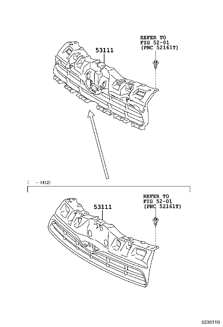 Toyota 53111-52810 GRILLE, RADIATOR