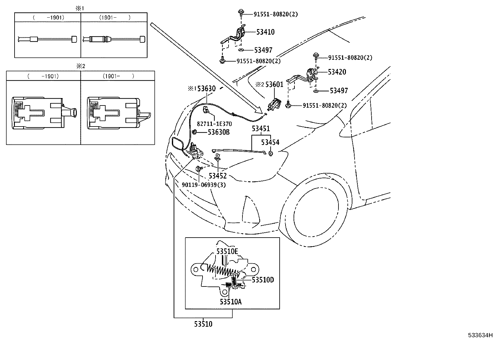 53440-52240 ROD, HOOD SUPPORT product image