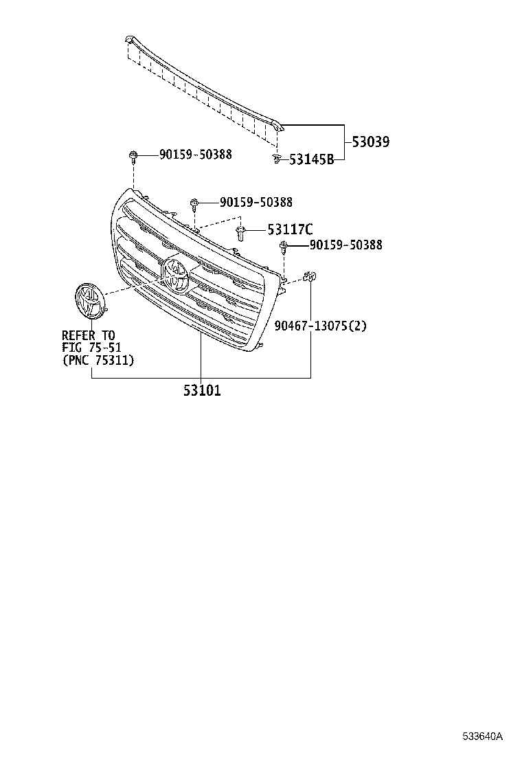 53101-60D20 GRILLE SUB-ASSY, RADIATOR product image