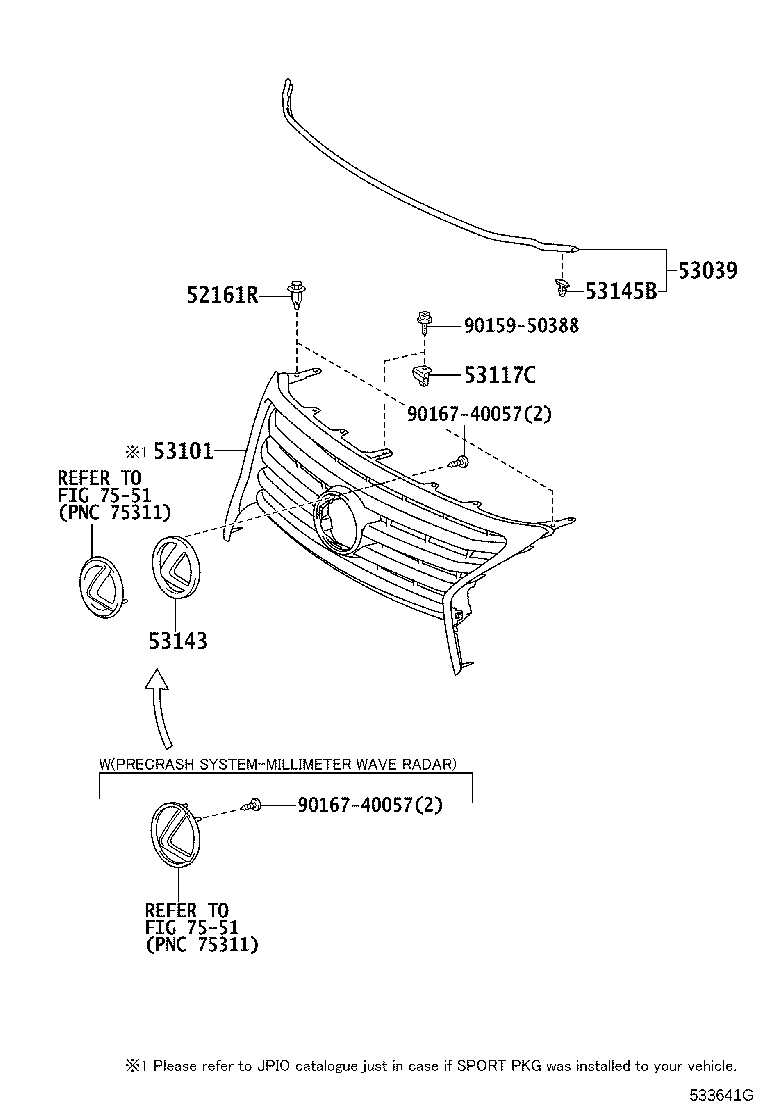 53101-60906 GRILLE, RADIATOR product image