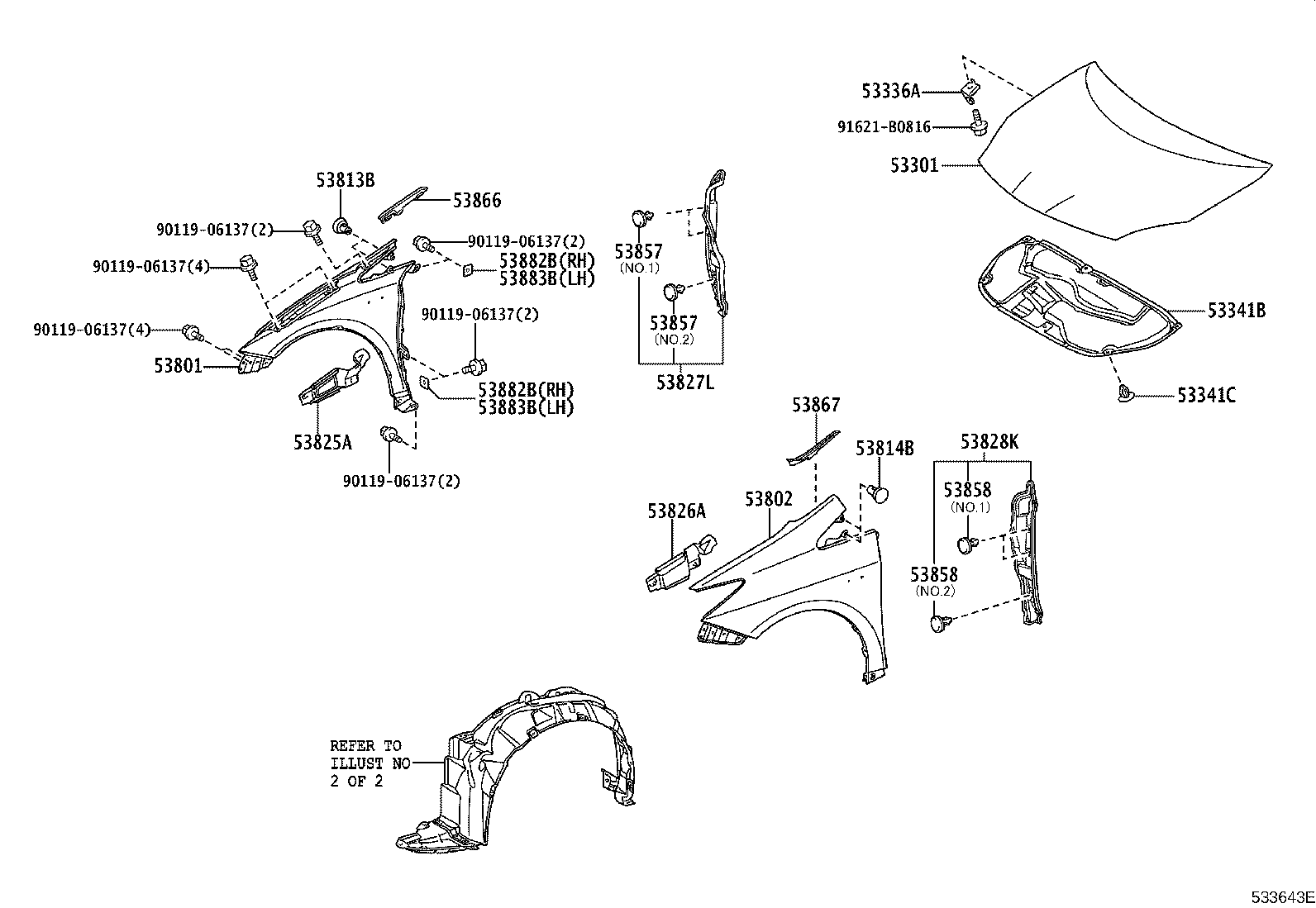 Toyota 53876-47050 LINER, FRONT FENDER, LH