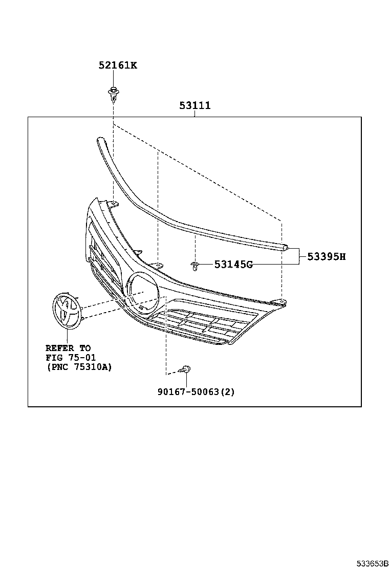 53111-06905 GRILLE, RADIATOR product image