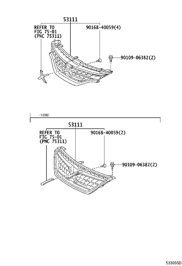 53101-22730 GRILLE, RADIATOR product image