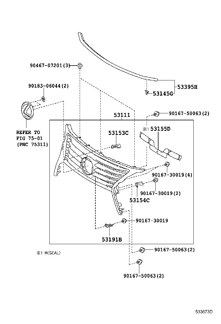 53101-48907 GRILLE, RADIATOR product image