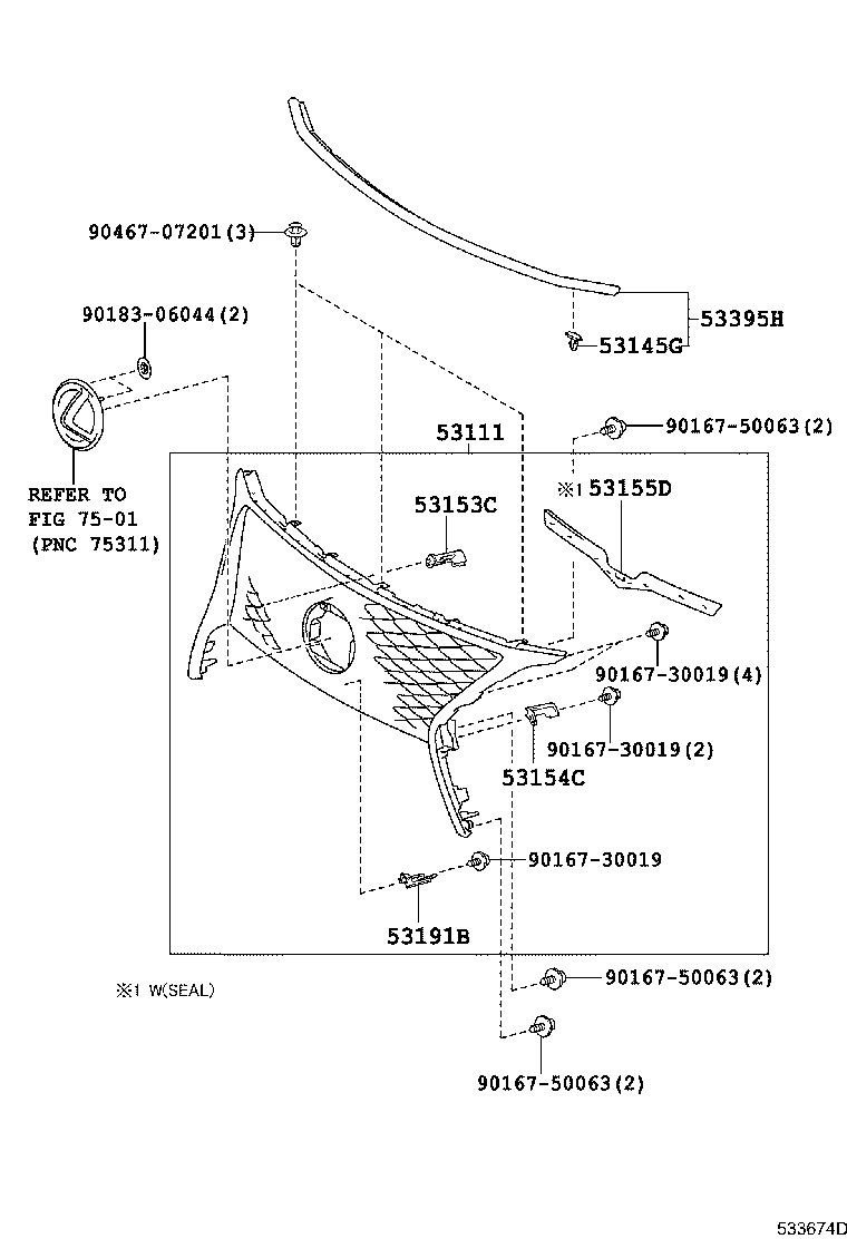 53101-48907 GRILLE, RADIATOR product image