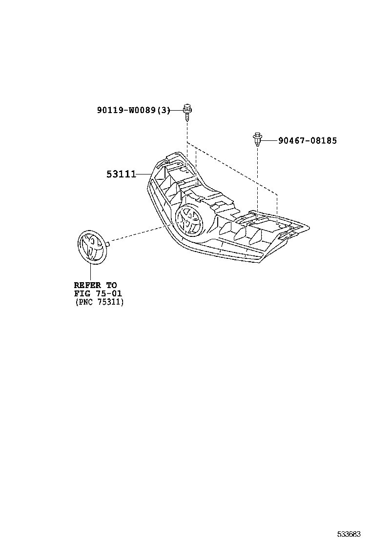 53111-0H040 GRILLE, RADIATOR product image