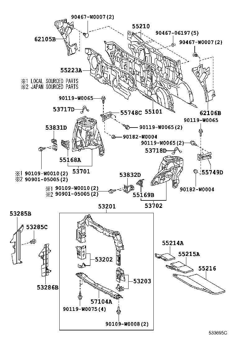 53203-0H010 SUPPORT SUB-ASSY, RADIATOR, LH product image