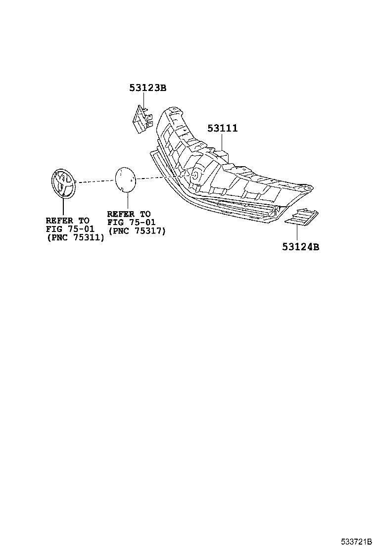 53124-0D030 MOULDING, RADIATOR GRILLE SIDE, LH product image