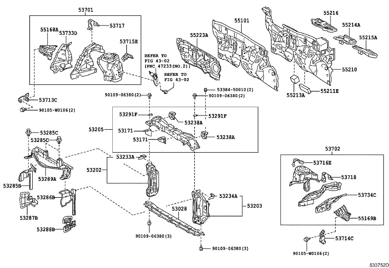 53702-0D120 APRON SUB-ASSY, FRONT FENDER, LH product image
