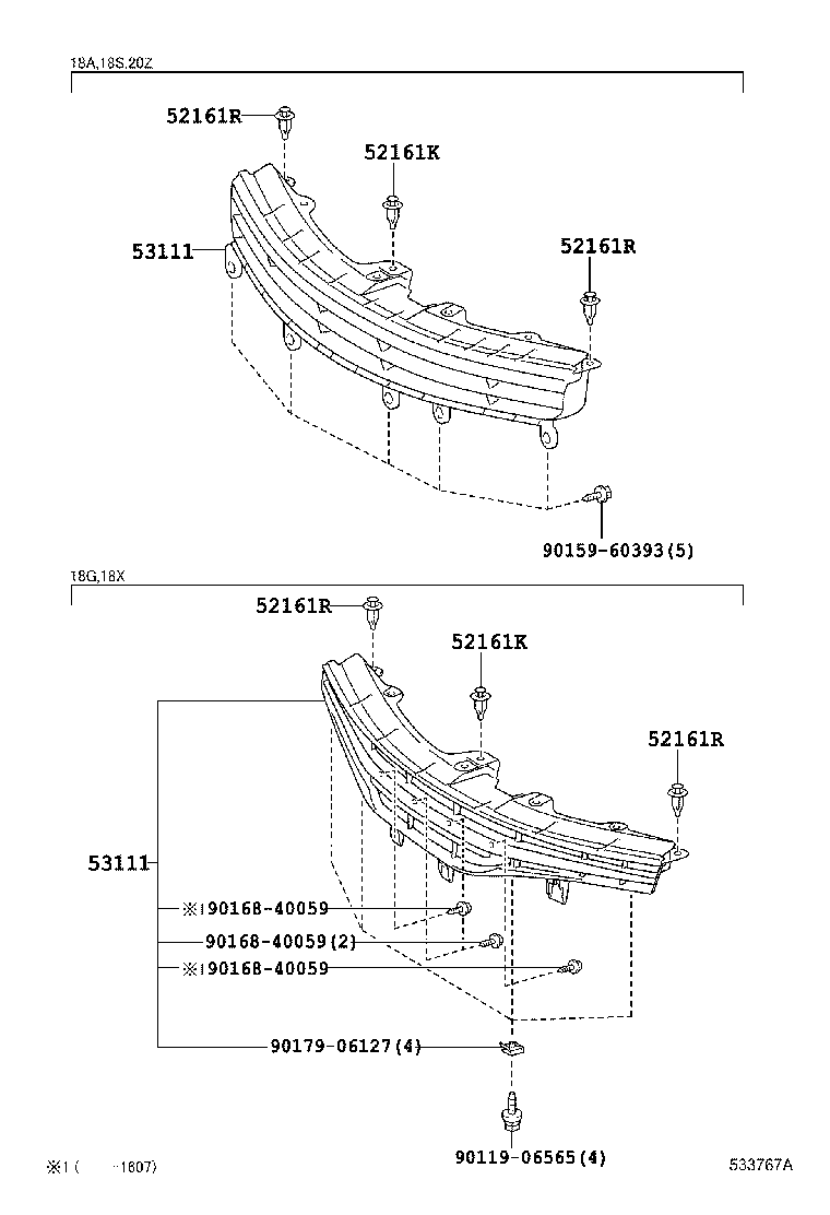 53111-68110 GRILLE, RADIATOR product image