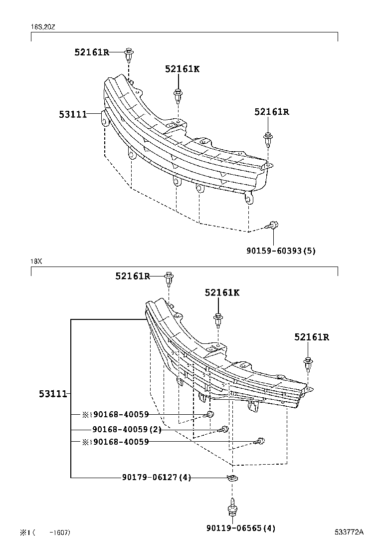53111-68070 GRILLE, RADIATOR product image