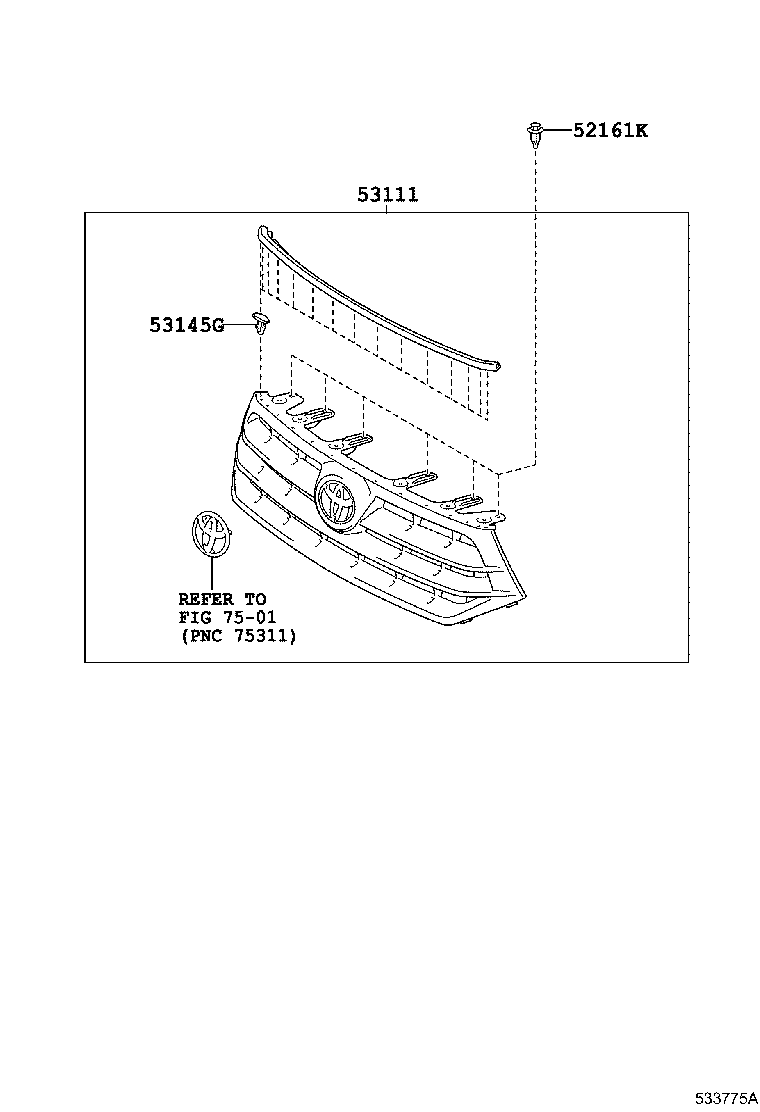 53101-0E080 GRILLE, RADIATOR product image